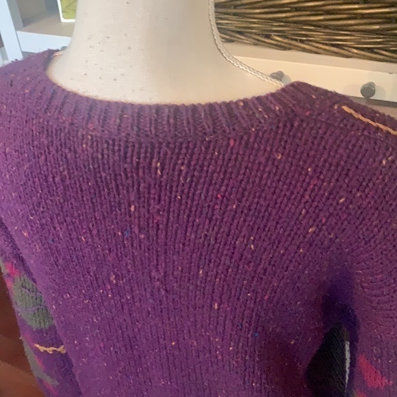 P.S. Sport Vintage Purple/Green 4- Button V-Front Cardigan Sweater, Small Petite - Picture 6 of 11